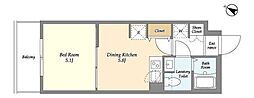 FUSION 池袋 WEST 1DKの間取図画像