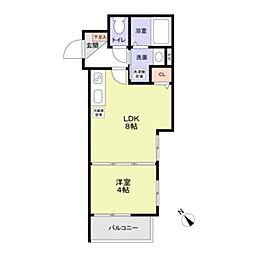 フラッツ六地蔵 303 3階1LDKの間取り