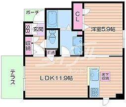 JR片町線(学研都市線) 放出駅 徒歩7分の賃貸アパート 1階1LDKの間取り