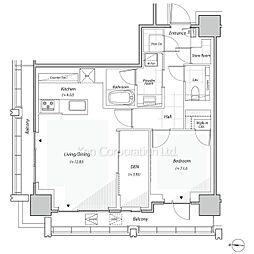 リビオレジデンス西麻布 17階1LDKの間取り
