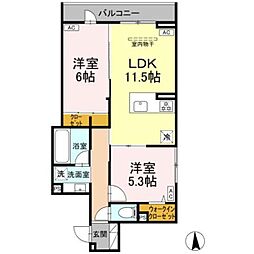 足立区鹿浜2丁目アパート 2LDKの間取図画像