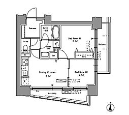 パークアクシス錦糸町 205 2階2DKの間取り
