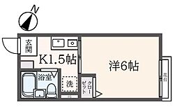 東急池上線 池上駅 徒歩8分の賃貸アパート 1階1Kの間取り
