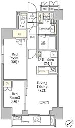 パークヴィラ恵比寿 2LDKの間取図画像