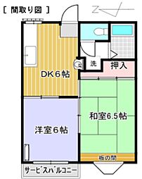 ラバースコンチェルト1 2DKの間取図画像