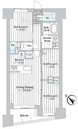 ザ・グランクラッセ日本橋イースト 2階3LDKの間取り