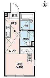 リコルド西横浜 ワンルームの間取図画像