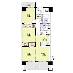 レシオ安堂寺 3LDKの間取図画像