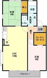 京成松戸線 前原駅 徒歩10分の賃貸アパート 1階2LDKの間取り