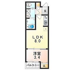 大阪市住吉区清水丘2丁目アパート 1LDKの間取図画像
