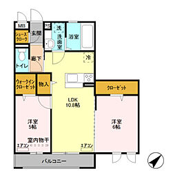 クレストヒル 2LDKの間取図画像