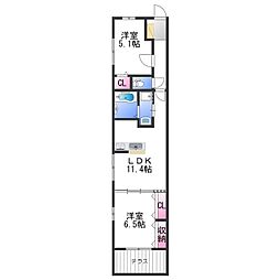 CASA　ALIVIO 1階2LDKの間取り