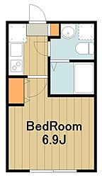 アザーレレーヴ淵野辺 2階1Kの間取り