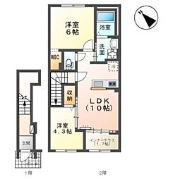 (仮称)千葉市中央区大森町新築アパート 2LDKの間取図画像