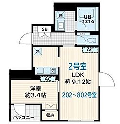 スクルド墨田緑 6階1LDKの間取り