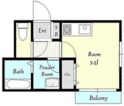 BELLAVISTA上永谷 1階ワンルームの間取り