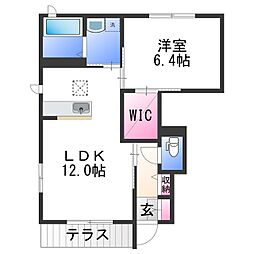 和歌山電鐵貴志川線 甘露寺前駅 徒歩18分の賃貸アパート 1階1LDKの間取り