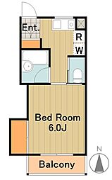 多摩都市モノレール 大塚・帝京大学駅 徒歩14分の賃貸アパート 1階1Kの間取り