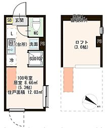 アーバンレジデンス杉並 1階ワンルームの間取り