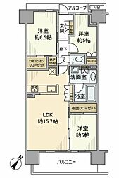 オハナ 柏たなかパークフロント 9階3LDKの間取り