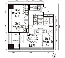 パークキューブ春日安藤坂 3LDKの間取図画像