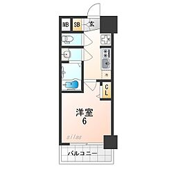 JR東西線 御幣島駅 徒歩9分の賃貸マンション 10階1Kの間取り