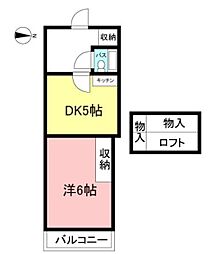 WAKABA 1DKの間取図画像
