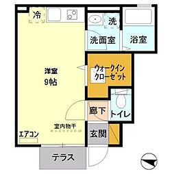 SanAnfielda 1階ワンルームの間取り