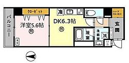 Osaka Metro御堂筋線 大国町駅 徒歩3分の賃貸マンション 5階1DKの間取り