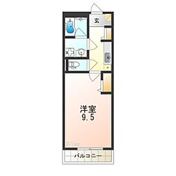 クレール・もず 1Kの間取図画像