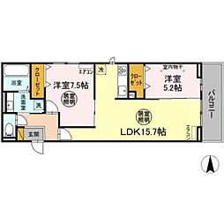 Ferro Palazzo A棟 2階2LDKの間取り