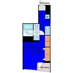 JR山手線 品川駅 徒歩14分の賃貸マンション 2階ワンルームの間取り