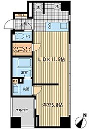 ウィルテラス勝どき 8階1LDKの間取り