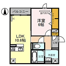 阪急神戸本線 塚口駅 徒歩7分の賃貸アパート 1階1LDKの間取り