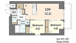 S-RESIDENCE王子enable 2LDKの間取図画像