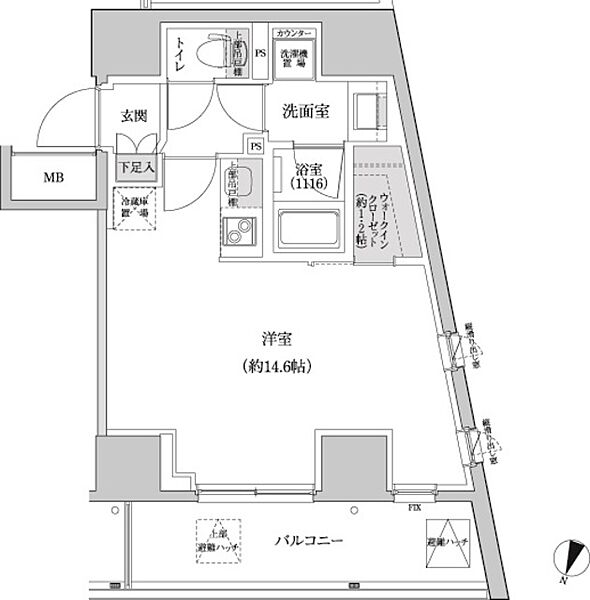 パークハビオ渋谷本町レジデンス 214｜東京都渋谷区本町４丁目(賃貸マンション1R・2階・38.10㎡)の写真 その2