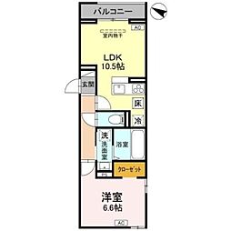 timeless B 1LDKの間取図画像