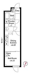 プレアス中野 1DKの間取図画像