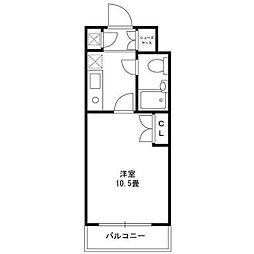 アルファ王子本町WEST 3階1Kの間取り