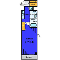 東急池上線 戸越銀座駅 徒歩4分の賃貸マンション 8階1Kの間取り