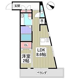 bon ville 1階1LDKの間取り