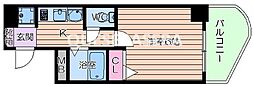 アスティナ天神橋 1Kの間取図画像