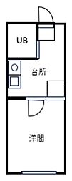 さくらハイツ1号館 1Kの間取図画像