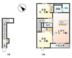 サン・モール松江 2LDKの間取図画像