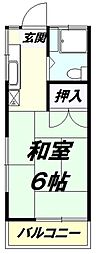 田所コーポ 1Kの間取図画像