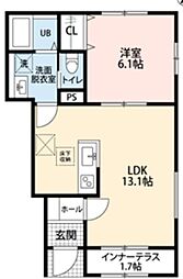 リーブルファイン草加両新田II 1LDKの間取図画像