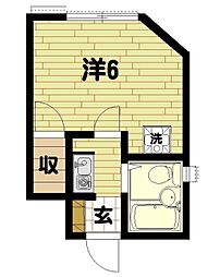 シエル妙蓮寺 ワンルームの間取図画像