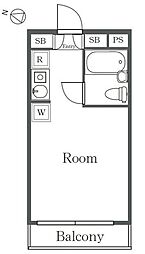 レジデンス五月女 4階1Kの間取り
