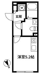 アルティローサ笹塚 地下1階ワンルームの間取り
