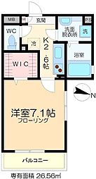 ブルーバード 2階1Kの間取り